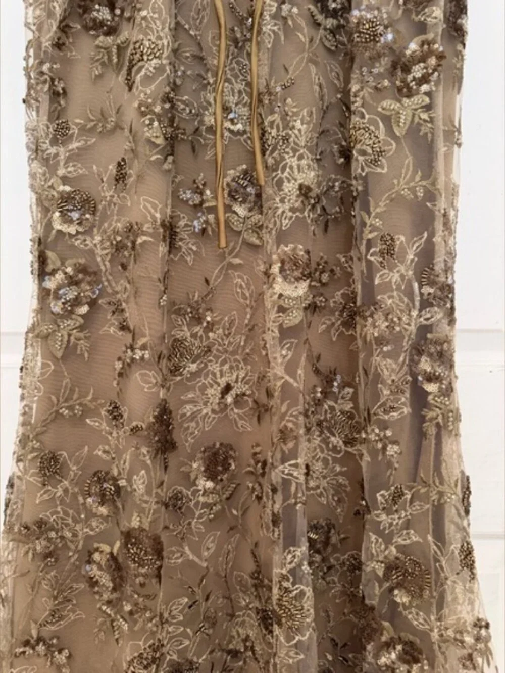 House Of CB Elegant Gold Floral Embroidered Gown. - Picture 9 of 15